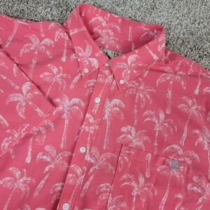 Huk Fishing Mens 2XL Red AOP Floral Palm Tree Button Down Short Sleeve